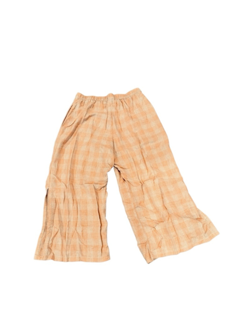 Women's Patagonia Orange Beige Plaid Garden Island Wide Leg Pants M